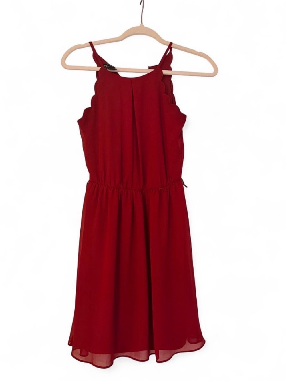 BCX Women's Red Scallop-Edge Sleeveless Dress